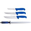 Minőségi hentes késkészlet - 3 kés + 1db késélező fenőacél