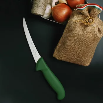   Dick csontozókés, félflexibilis, hajlított - 15cm zöld nyéllel 