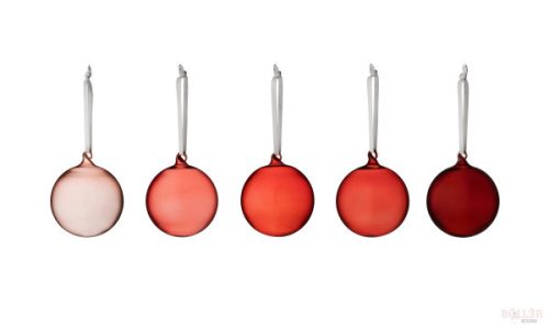 IITTALA Üveggömb 5 darabos készlet, vörös